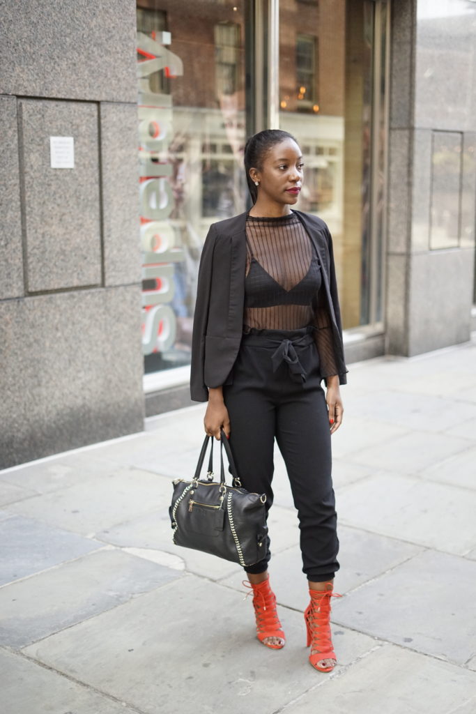 Black Mesh Top Outfit Idea - Bestkeptstyle