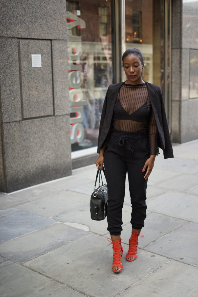 Black Mesh Top Outfit Idea - Bestkeptstyle