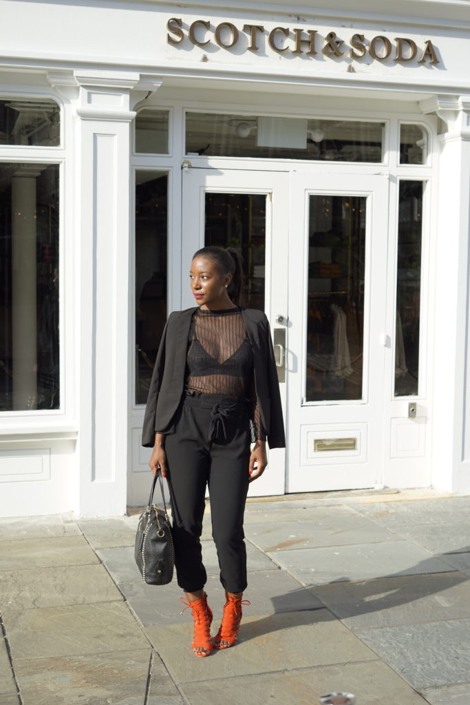 Outfit with mesh top sale